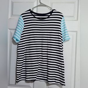 Kim Rogers Perfectly Soft Blue Striped T-shirt Size XL